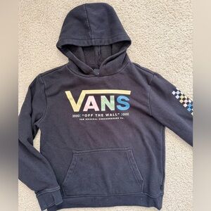 Vans Black Hoodie Medium Rainbow Logo Off The Wall Pullover Sweatshirt